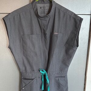 Figs Rafaela wide leg scrub jumpsuit in Graphite